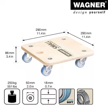 Wagner design yourself rolka transportowa MM 1353 brzozowa 29,0 x 29,0 x 8,6 cm do 250 kg (20135301)