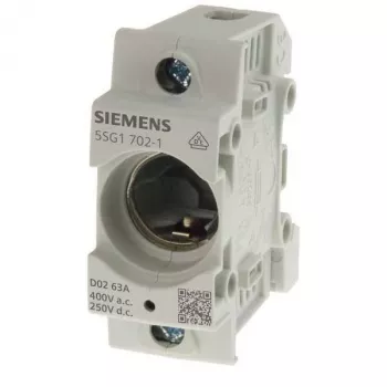 Siemens 5SG17021 D02 1-biegunowa podstawa bezpiecznikowa 63A, 400V AC, montaż na wkręty, szara