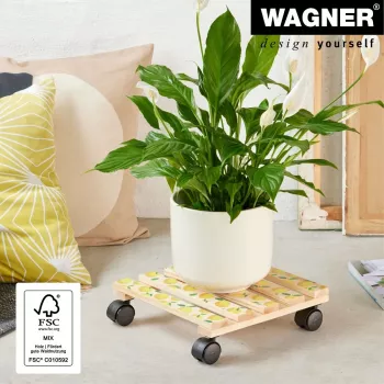 WAGNER design yourself wózek do roślin GH0644 kwadratowy motyw drewna 29 x 8 cm, 1 szt. 20064401