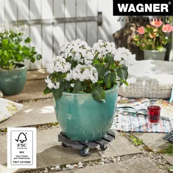 WAGNER design yourself Podstawka jezdna do roślin GH0527 Plastikowa, Ø 29 cm Biała Okrągła, 1 szt. (20052701)
