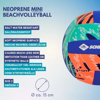SCHILDKROT Neoprenowa Mini Piłka do Siatkówki Plażowej Rozmiar 2 Miękka Powierzchnia Tekstylna Odporna na Słoną Wodę 970342