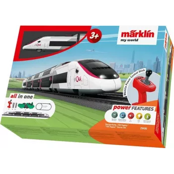 Märklin TGV Duplex H0 5-częściowy cyfrowy zestaw pociągów z Mobile Station 2, biało-czarny 029406