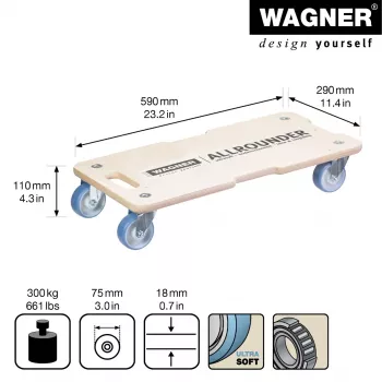 Wagner design yourself Wózek transportowy MM 1325 Brzoza 590 x 290 x 110 mm do 300 kg (20132501)