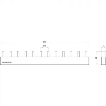 SIEMENS szyna grzebieniowa 4x3-fazowa 5ST3645, 12 modułów, 63 A, 400 V, 10 mm², w pełni izolowana