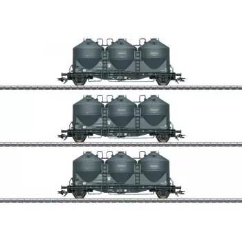 Märklin 48264 H0 zestaw 3-częściowy wagonów silosowych do przewozu pyłu Kds 67 DB