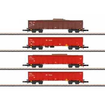 Märklin 82542 Z Gauge 4-częściowy zestaw wysokoburtowych wagonów otwartych - pociąg złomowy DB AG, Epoka V