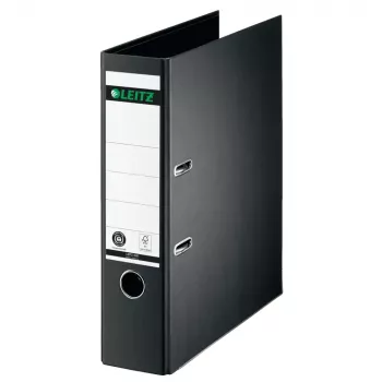 LEITZ Teczka z tektury z mechanizmem dźwigniowym, 180°, A4, 80 mm, czarna 1007-00-95