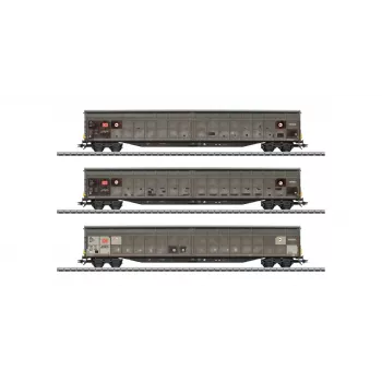 Märklin 48067 H0 zestaw 3 wagonów krytych z przesuwnymi ścianami DB AG