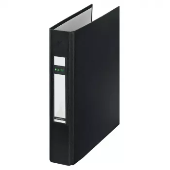 LEITZ Standardowy segregator pierścieniowy A5, 2 D-Ring, czarny, grzbiet 37 mm 4213-00-95