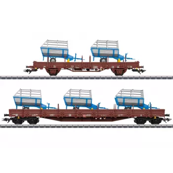 Märklin 46407 zestaw wagonów platform DB AG epoka VI (2 wagony, ładunek drewna, H0)