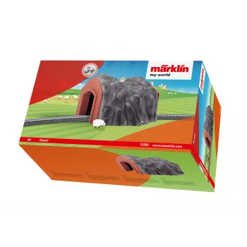 Märklin H0 Tunel jednotorowy ze szczegółowym kamiennym portalem łukowym, szary i pomarańczowy 72202