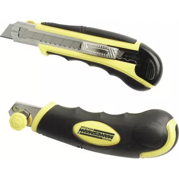 Nóż uniwersalny Brüder Mannesmann z uchwytem Softgrip, automatyczną regulacją ostrza, ostrze łamane 18 mm, 60100