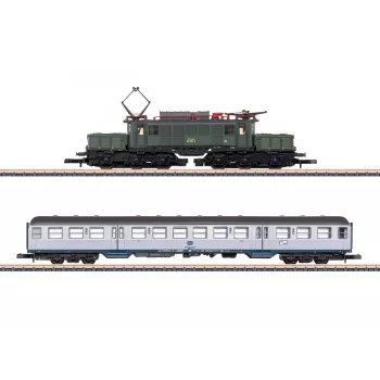 Märklin 81221 Z Gauge Train Set - 175 lat Geislinger Steige, lokomotywa parowa DB Class 50 z 3 wagonami towarowymi, torami i kontrolerem