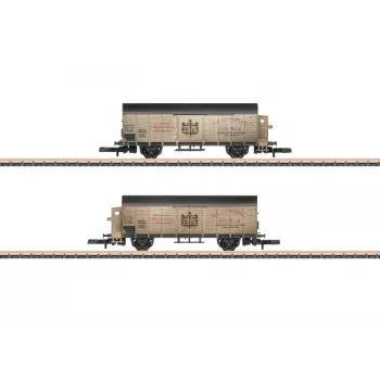 Märklin 82553 Z Skala 2-elementowy zestaw krytych wagonów towarowych Kessler transport wina musującego DRG