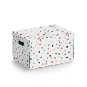 Zeller Dots pudełko do przechowywania białe w kropki 25 x 35 x 20 cm 14475