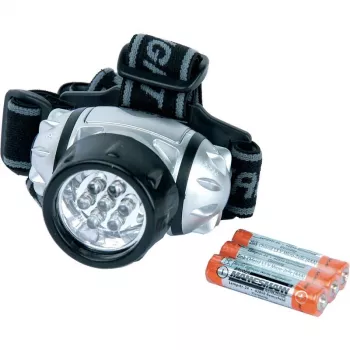 BRÜDER MANNESMANN latarka czołowa LED, obrotowa, z 7 diodami LED w opakowaniu typu blister, 3 poziomy jasności: 1, 3 lub 7 diod LED, 1 sztuka (M30640)