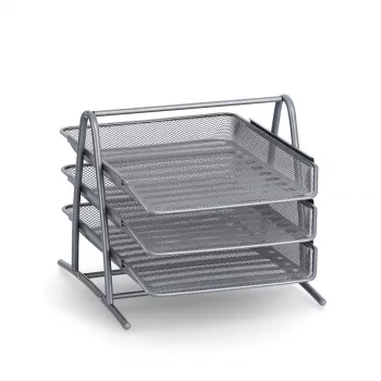 ZELLER MESHLINE 3-poziomowa aluminiowa taca na dokumenty A4, srebrna 17701