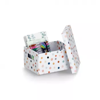 Zeller Dots pudełko do przechowywania białe w kropki 18,0 cm x 25,0 cm 14474