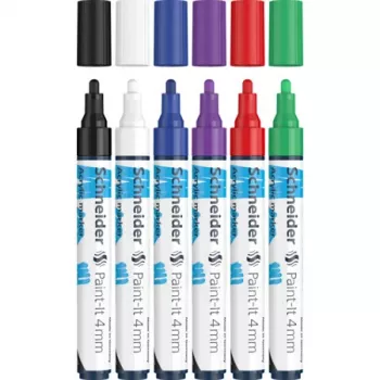 Zestaw markerów akrylowych Schneider Paint-It 320 V1, 6 różnych kolorów, końcówka okrągła 4,0 mm 120295