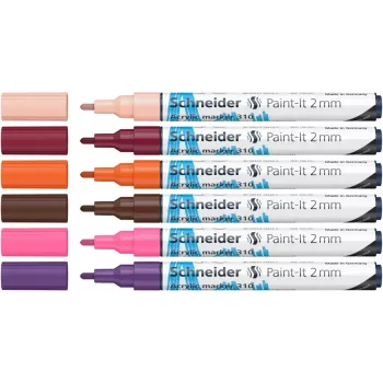 Schneider Paint-It 310 V3 Zestaw markerów akrylowych, różne kolory, 2,0 mm, 6 sztuk 120197
