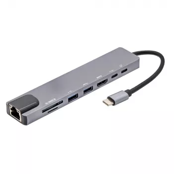 Adapter wieloportowy E+P USB-C 8-w-1 MPA8 Czarny/Srebrny