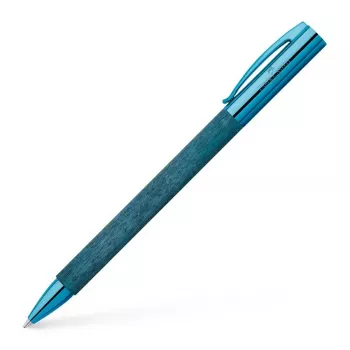 Faber-Castell Ambition Długopis - Niebieskie Drewno, Czarny Tusz, Chromowane Wykończenie 148035