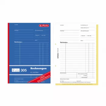Herlitz Książki z formularzami faktur A5 dwuczęściowe samokopiujące, opakowanie 4 300003799