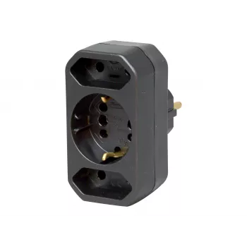 Kopp DUOversal wtyczka adaptera Schuko, 2 gniazda, 16 A, 250 V, czarny 179605004