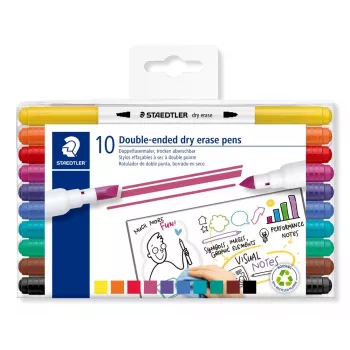 STAEDTLER 3010 TB10 Pisaki z końcówką włóknistą, 10 różnych kolorów, końcówka kulista 1,0 mm, tusz na bazie wody