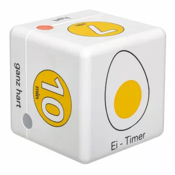 TFA Dostmann Cube Timer cyfrowy minutnik do jajek, biały/żółty (38.2041.07)