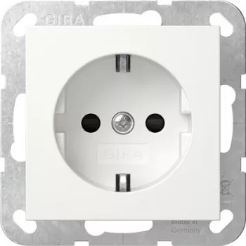 Gniazdo SCHUKO GIRA 475503 z podświetleniem orientacyjnym LED, zwiększona ochrona styków, czysty biały połysk