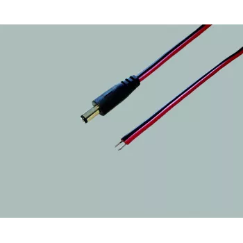 BKL Electronic 075143 Kabel niskonapięciowy, wtyk DC 5,5 x 2,1 mm na otwarte końce, 30 cm, czarny