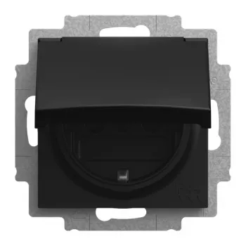 Gniazdo SCHUKO BUSCH-JAEGER z pokrywą uchylną IP44, czarny matowy 2CKA002013A5538