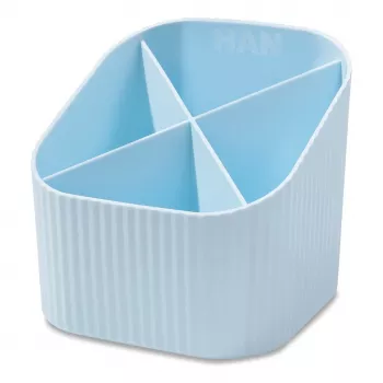 HAN X-LOOP Uchwyt na długopisy, pastelowy niebieski, 4 przegrody, 11,1 x 11,1 x 10,5 cm 17238-884D