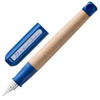 LAMY abc Niebieskie pióro wieczne dla dzieci, stalówka dla leworęcznych, ergonomiczny uchwyt, korpus z drewna klonowego 1216661