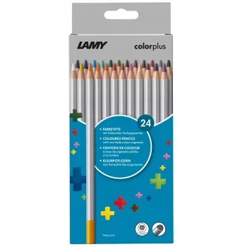 LAMY colorplus Kredki ołówkowe, 24 różne kolory, ergonomiczny trójkątny kształt, matowe wykończenie, odporny na złamanie grafit, tekturowe etui 1233469
