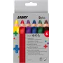 LAMY 3plus Kredki ołówkowe, zestaw 6 sztuk, ergonomiczne trójkątne, wyjątkowo gruby, odporny na złamanie grafit, różne kolory 1222002