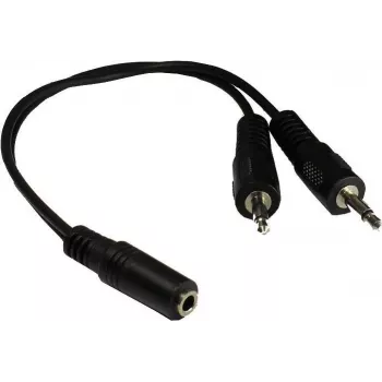 GoodConnections AD-35B2S adapter audio Y 3,5 mm stereo żeński na 2x RCA mono męski, 20 cm, niklowany, czarny