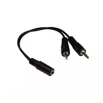 GoodConnections AD-35B2S adapter audio Y 3,5 mm stereo żeński na 2x RCA mono męski, 20 cm, niklowany, czarny