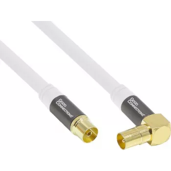 Kabel antenowy Good Connections GC-M2070 SmartFLEX TV kątowy - 30 m - IEC Coax męski kątowy do żeńskiego - poczwórnie ekranowany 120dB 75 Ohm - pozłacane złącza - biały