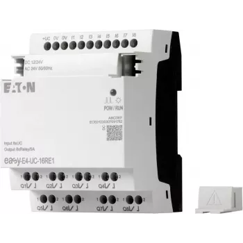Przekaźnik sterujący Eaton EASY-E4-UC-16RE1 easyE4, 8 wejść cyfrowych, 4 wejścia analogowe, 8 wyjść przekaźnikowych, Ethernet, LCD, szyna DIN