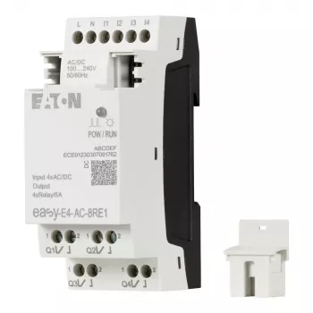 Moduł rozszerzeń Eaton easyE4 AC, 4 wejścia cyfrowe, 4 wyjścia przekaźnikowe, 100-240 V AC, szyna DIN EASY-E4-AC-8RE1