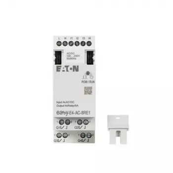 Moduł rozszerzeń Eaton easyE4 AC, 4 wejścia cyfrowe, 4 wyjścia przekaźnikowe, 100-240 V AC, szyna DIN EASY-E4-AC-8RE1