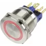 TRU COMPONENTS 1303040 GQ22S-11E/R/12V Wandalo-odporny przełącznik przyciskowy, chwilowy, 1 NO, 250 V AC, 3 A, czerwone podświetlenie pierścieniowe 12 V DC, IP65, montaż 22 mm