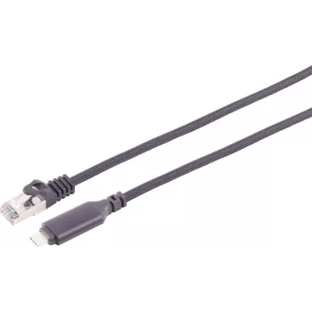 Kabel adaptera sieciowego S CONN MAXIMUM CONNECTIVITY USB-C LAN 1G, USB Type C męski do RJ45, aluminium, czarny, 2m (14-51035)