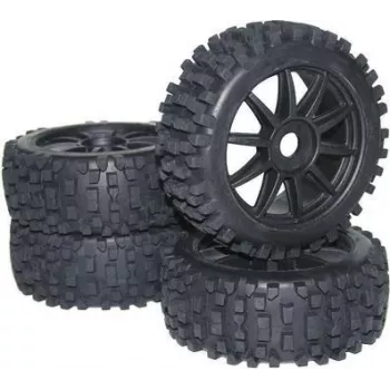 Reely 1:8 Buggy Kompletne Koła Big Core 10-Ramienne Czarne 4 szt. (MV3693SBA3)