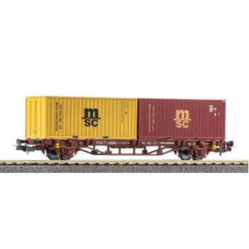 PIKO 27750 Platforma kontenerowa DC, DB AG, Epoka VI, Sgns 80', 2x kontenery 40ft, H0