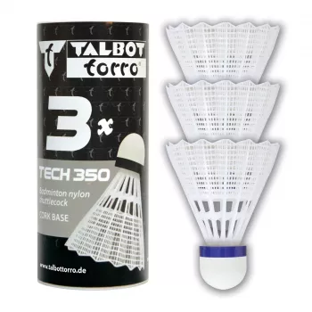 TALBOT TORRO Tech 350 Medium nylonowa lotka do badmintona, biało-niebieska, 1 sztuka 479112