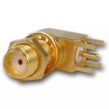 Telegärtner złącze SMA kątowe do montażu panelowego, 50 Ohm, pozłacane, Z25/Z55 J01151A0201Z