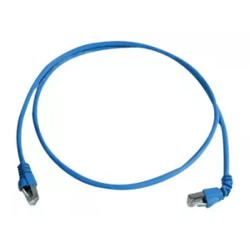 Telegärtner L00002A0177 kabel krosowy, Cat 6A S/FTP PiMF, 3,0 m, jednostronnie wtyk kątowy 90°, 10 Gbit/s, bezhalogenowy, niebieski
